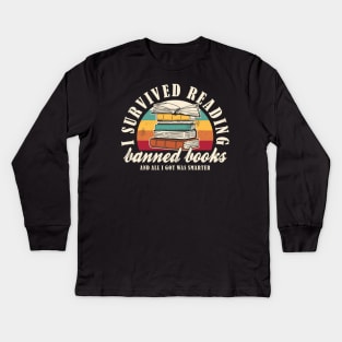 Banned Books "I Survived Reading Banned Books" Book Lover Kids Long Sleeve T-Shirt